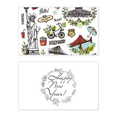 Imagem de Spring Liberty Casa Branca EUA Graffiti Ano Novo Cartão de felicitações Bless Mensagem presente