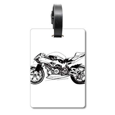 Imagem de Bolsa de viagem preta com estampa de ilustração de motocicleta etiqueta para cartão de bagagem