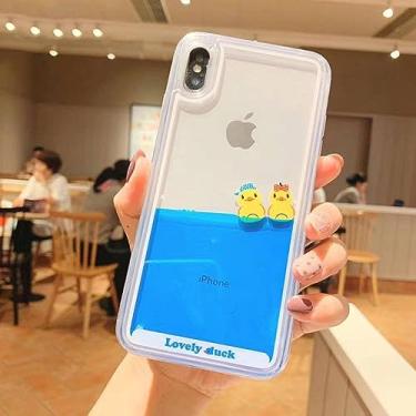 Imagem de 3D Swimming Duck Animal Dynamic Liquid Quicksand Cover Case Para iPhone 12 11 Pro Max 6 6S 7 8 Plus X Phone Cover,T2,Para iphone 6 6S Plus