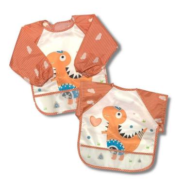 Imagem de Babador Impermeável Manga Longa BlW Curta Kit 2Unds Dino