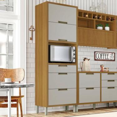 Imagem de Paneleiro Torre Quente 1 Porta 3 Gavetas Imperatriz Nesher Móveis Freijó/Off White