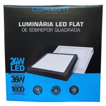 Imagem de Painel de Led Flat Plafon Sobrepor Preto Quadrado 30x30cm Branco 24W Bivolt Lumanti 6500 K - Branco Frio