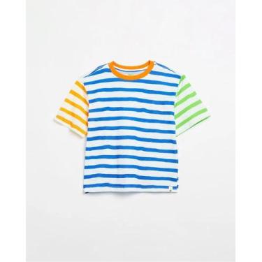 Imagem de Camiseta Fabula Mix Listras Off White Azul/Verde