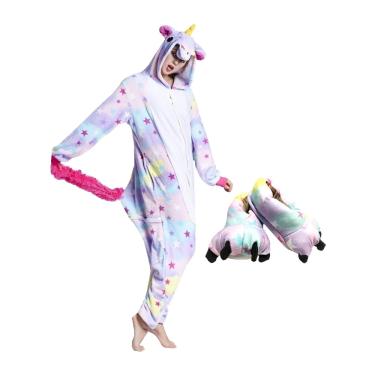 Pijama Kigurumi Adulto Animal Amarelo Fantasia Cosplay Pelúcia Macacão com  Capuz Confortável Tamanho: P