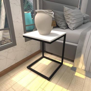 Imagem de Mesa De Cabeceira Industrial Branca Off White Canto Quarto Cabeceira Mesinha Cabeçeira Cabiceira