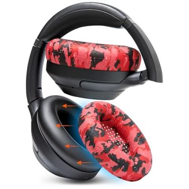 Imagem de WC Sweatz XM3 - Capas de suor protetoras do Earpad para a Sony WH1000XM3 por WC | Capas de orelha de silicone para fones de ouvido Sony WH-1000XM3 | SULHOVE E FACILMADO | Camo vermelho
