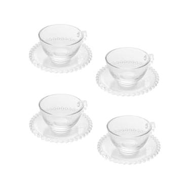 Imagem de Conjunto com 4 Xícaras e Pires para Chá Wolff Pearl em Cristal - 180 ml