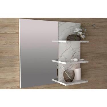 Imagem de Armário de Banheiro c/Espelho Suspenso BN3608 60cm cor Mármore Branco - Tecno Mobili