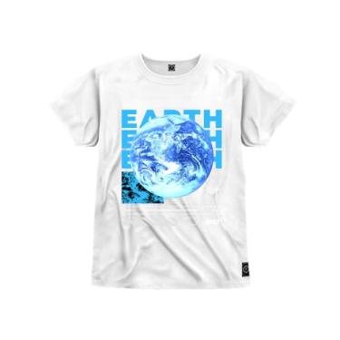 Imagem de Camiseta Infantil Estampada Algodão Premium Earth Terra Branco 10