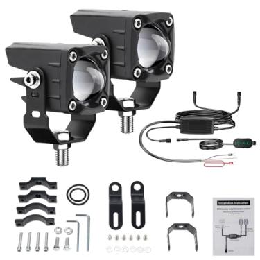 Imagem de Daconovo Luzes de nevoeiro LED para motocicleta 120W 18000LM 6 modos de iluminação Luzes auxiliares LED com kit de chicote elétrico e suportes de montagem compatíveis com caminhão trator ATV UTV SUV b