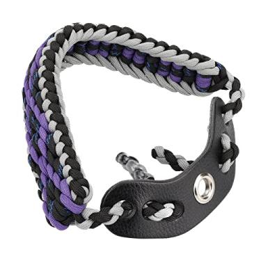 Imagem de SUNYA Alça de pulso com arco de tiro, alça de paracord 550 confortável na mão. Pala de couro de flor integral 100%, várias cores camufladas. Ajuste estabilizador de arco composto e recurvo. (Defender-M1)