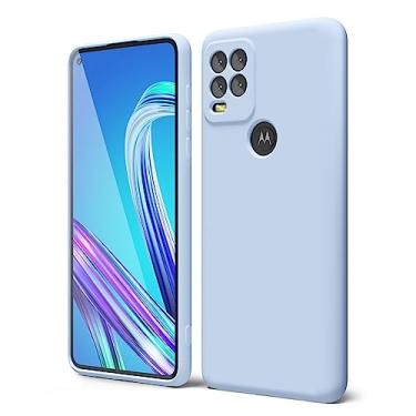 Imagem de oakxco Capa de telefone projetada para Motorola Moto G Stylus 5g 2021 com aderência de silicone, capa de telefone de gel de borracha macia para mulheres e meninas bonitas, fina e flexível TPU protetora de 6,8 polegadas, azul claro