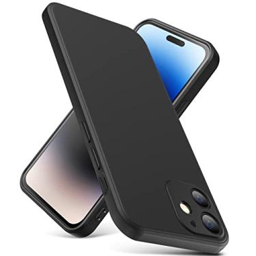 Imagem de YSLBWLE Capa para iPhone 12, capa fina de silicone líquido, à prova de choque, capa fina para iPhone 12, capa protetora de câmera de corpo inteiro - preta 2-IP12-01