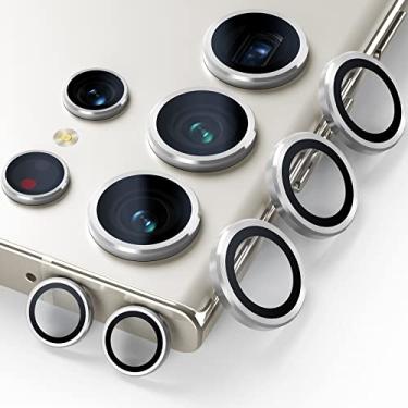 Imagem de BAZO Protetor de lente de câmera para Samsung Galaxy S23 Ultra, acessórios de vidro temperado, protetor de lente de câmera para Samsung Galaxy S23 ultra alumínio borda resistente a arranhões, capa amigável-prata