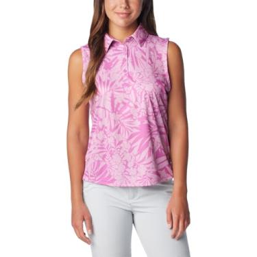 Imagem de Columbia Camiseta feminina super maré polo sem mangas, tropictons de lavanda brilhante, médio