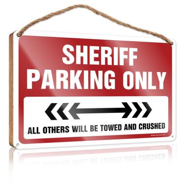 Imagem de CakJuice Sinal de escritório para porta xerife de madeira estacionamento apenas sinal de madeira pendurado sinal de varanda sinais de madeira para decoração de casa (tamanho: 23X35CM)