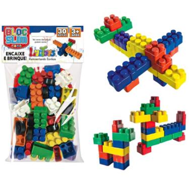 Imagem de Bloco de Montar 30 Peças Brinquedo Infantil Bloquinhos de Encaixar Monta Monta Educativo