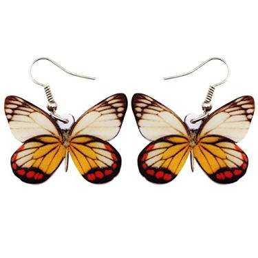Imagem de Bonsny Brincos Femininos de Borboleta Pieridae com Pingente de Gota para Mulheres, Meninas, Crianças, Presente, Acrílico
