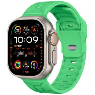 Imagem de Tighesen Pulseiras esportivas compatíveis com Apple Watch Ultra 3/2/1 de 49 mm, séries 11/10 de 46 mm, 9/8/7 de 45 mm, SE/6/5/4 de 44 mm, 3/2/1 de 42 mm para homens e mulheres (49/46/45/44 mm, verde