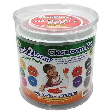 Imagem de READY 2 LEARN Jumbo Circular Washable Stamp Pads - Classroom - Set of 10 Colors - 5.75" dia. - Non-Toxic - Fade Resistant - Ideal Size for Handprints and Footprints
