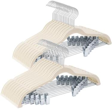 Imagem de Ulimart Pacote com 36 cabides de veludo bege, resistentes, antiderrapantes, economizam espaço, cabides finos para calças, saias, ternos