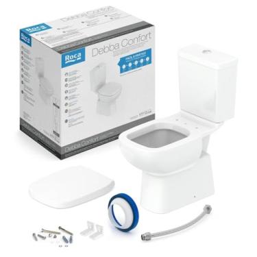 Imagem de Kit de Bacia com Caixa Acoplada com Assento Pp e itens de instalação Debba Confort Roca Branco