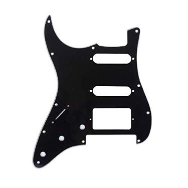 Imagem de Musiclily Pro Canhoto 11 Furos Escudo HSS Pickguard Strato para Guitarra Fender EUA/Mexicana Stratocaster Floyd Rose Ponte Cut, 3 Camadas Preto
