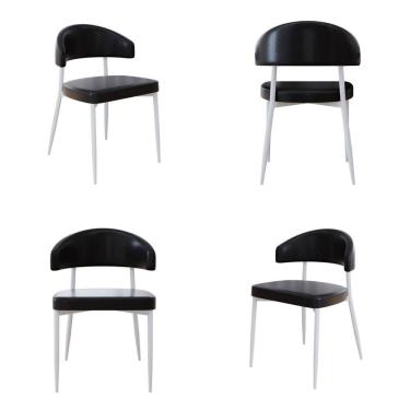 Imagem de Cadeira Bless Fixa com 4 Pés 55 X 52,5 X 77,5 Cm com 4 Unidades Preto/Branco