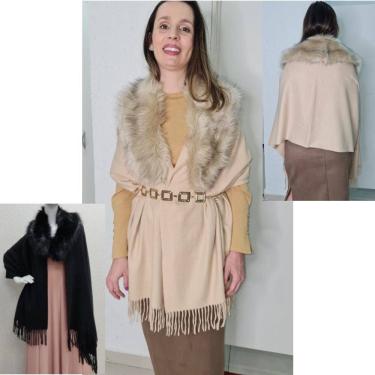 Imagem de Pashmina com gola pêlo