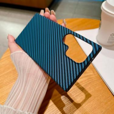 Imagem de Capa de telefone texturizada de fibra de carbono ultrafina para Samsung Galaxy S24 S23 S22 Note 10 Plus Note 20 Capa traseira rígida ultra à prova de choque, azul, para Samsung S23 Plus