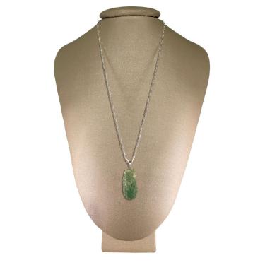 Imagem de Colar Prata 925 Cadeado Quartzo Verde Bruto P. Vecchio Joias