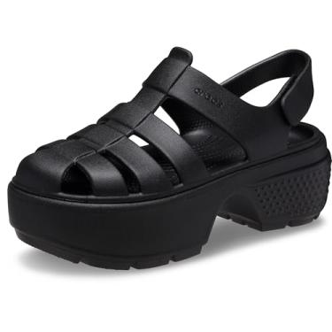 Imagem de Crocs Sandália de salto adulto Stomp Fisherman unissex, Preto, 36
