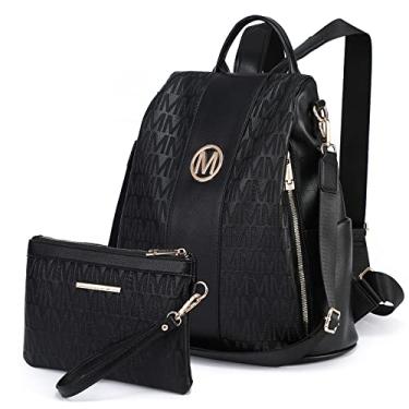 Imagem de Mochila feminina MKP COLLECTION moderna, com vários bolsos, antifurto, bolsa de ombro e de viagem, 2 unidades, Preto - 1, Medium