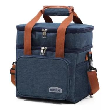 Imagem de Bolsa Térmica Grande Espaçosa Dois Compartimentos Lancheira Para Marmita, Passeio, Escola, Faculdade, Trabalho Bolsa Para Marmita, PREMIUM (Azul)