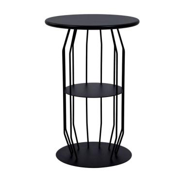 Imagem de Mesa Lateral Silueta Baixa Redonda Luxo Minimalista Preto