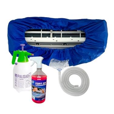 Imagem de Kit Limpeza Ar Condionado 36 Mil BTUS Bolsa Coletora + Bactericida 1 Litro + Pulverizador 2 Litros