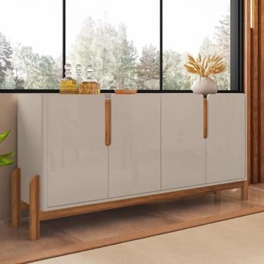 Imagem de Buffet Agnes Off White/Cedro 4 Portas com Detalhe Curvo