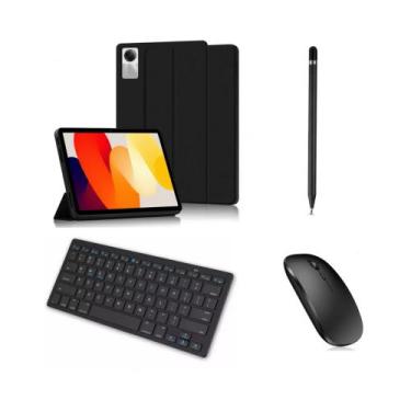 Imagem de Kit Capa Smart + Caneta Ponta Fina + Teclado e Mouse Bluetooth Para Ta