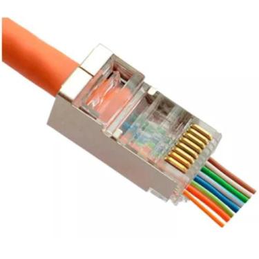 Imagem de Conector Rj45 Cat6 Blindado EZ Passagem  Pacote C/100 Peças - HSD Cabl