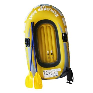 Imagem de oshhni Caiaque inflável Barco de pesca inflável PVC Bote aquático Barco ao ar livre para rafting ao ar livre Pesca Rios Lagos Lagoas, Pequeno Tem Remos