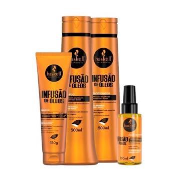 Imagem de Kit Haskell Infusão De Óleos 500ml Shp/Cond/Leave/Óleo