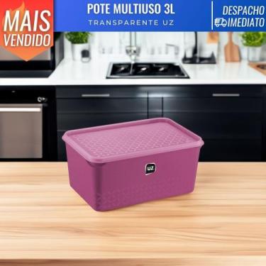 Imagem de Pote Porta Mantimentos Retangular Transparente Multiuso 3L UZ - Uz Uti