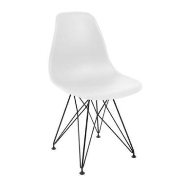 Imagem de Cadeira Charles Eames Ferro Preto Assento Branco - House Design