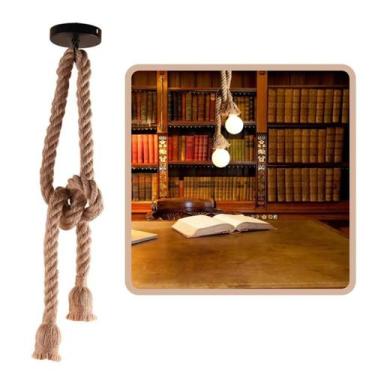 Imagem de 4 Pendente Rústico Corda Sisal 1,60M Bocal Duplo Com Canopla - TOP, 22