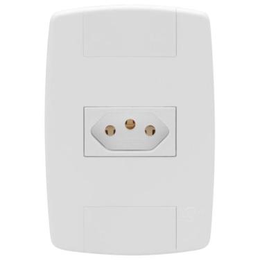 Imagem de Tomada Elétrica Branca 2P+T 10A 250V Placa Espelho 4x2 Ilumi