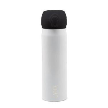 Imagem de Garrafa Térmica Dupla Parede de Aço Inox com Tampa Flip Branca 410 ml 