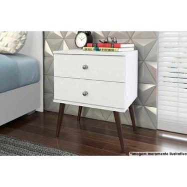 Imagem de Mesa de Cabeceira Solteiro RT 3032 c/ 2 Gavetas Branco - Movelbento