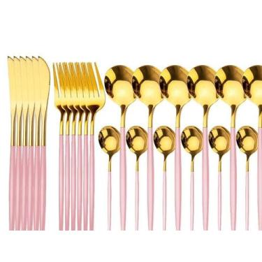 Imagem de Faqueiro Slim 24 Peças Banho - Rosa - Dusseldorf