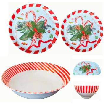 Imagem de Aparelho de Jantar e Sobremesa 20 Peças Natal Melamina (Produto Sintét