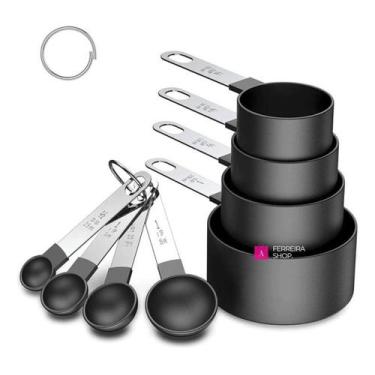 Imagem de Kit 8 Colheres Medição Medidores Colher Copo Em Aço Inox - Caetano Sto
